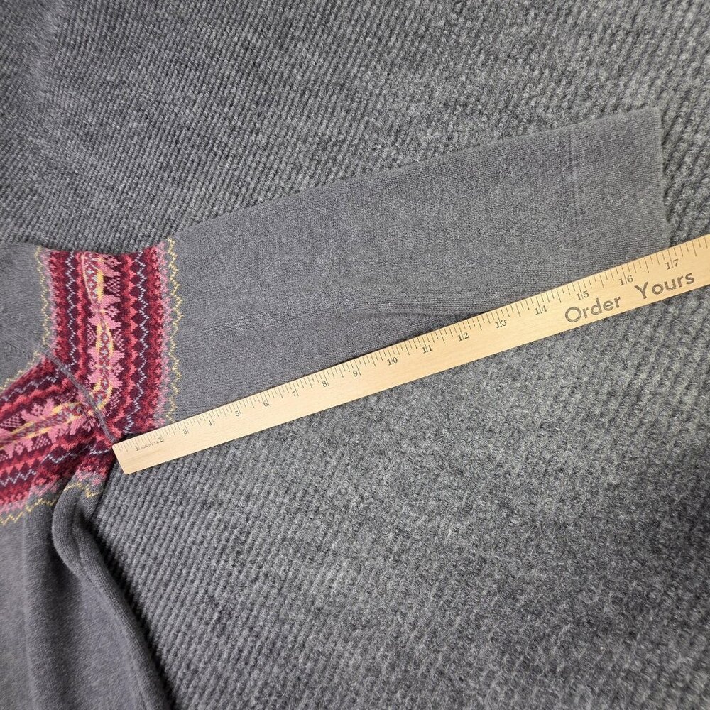 Eddie Bauer Sweater Womens Large Gray Fair Isle Raglan Pullover Cotton Angora - Picture 9 of 12